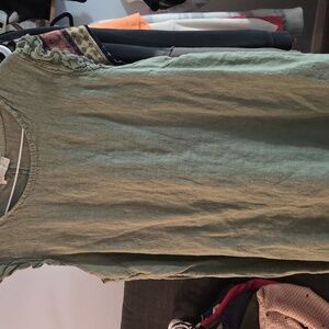 Sage Green 100% linen midi dress 1x